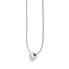 14 Karat White Gold Round Diamond Pendant Necklace