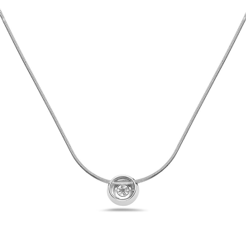 Moderno Collana con diamante rotondo in oro bianco 14 carati in vendita