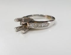 14 Karat White Gold Round Diamond Ring with 18 Karat Yellow Gold Ascents