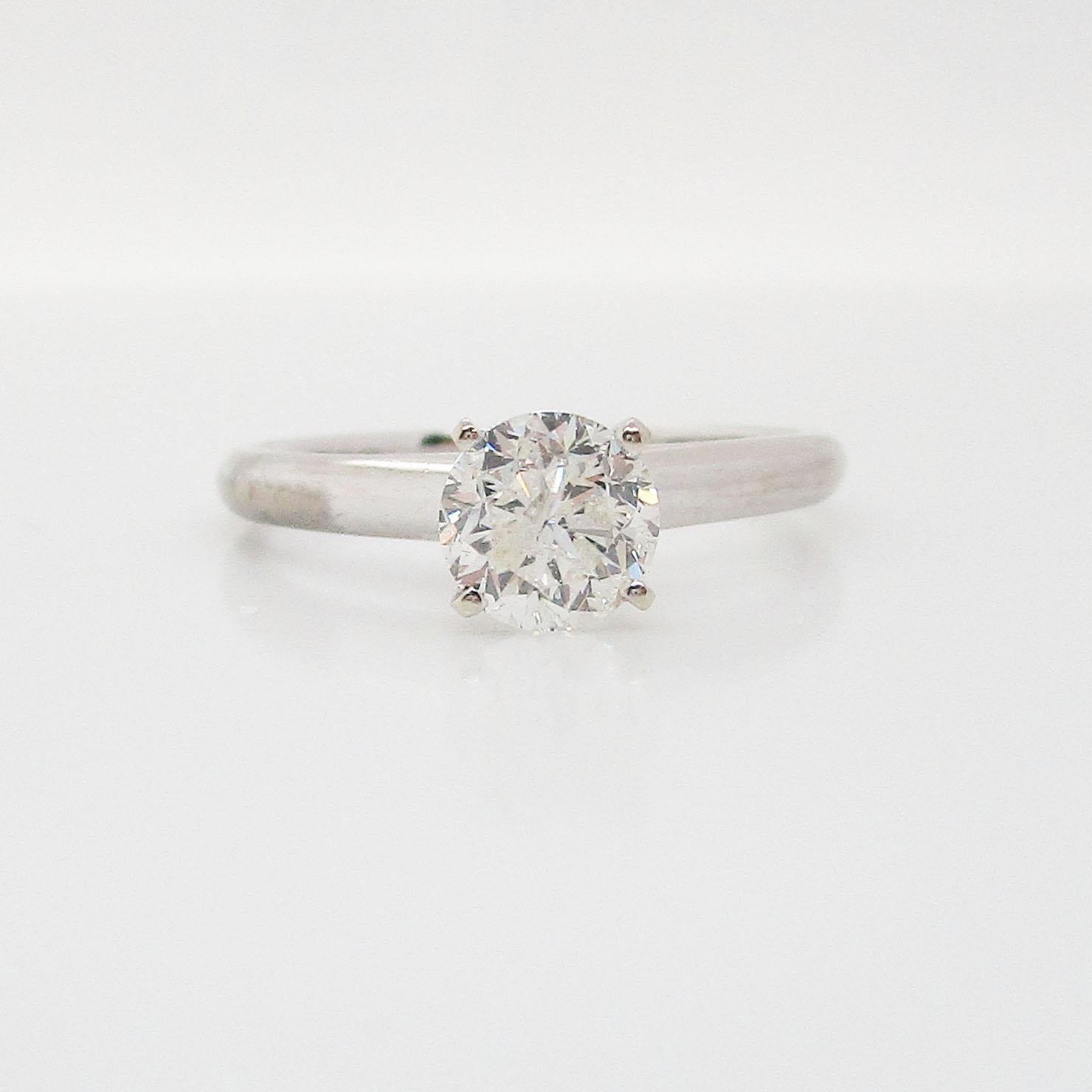 Women's 14 Karat White Gold Round Diamond Solitaire Engagement Ring