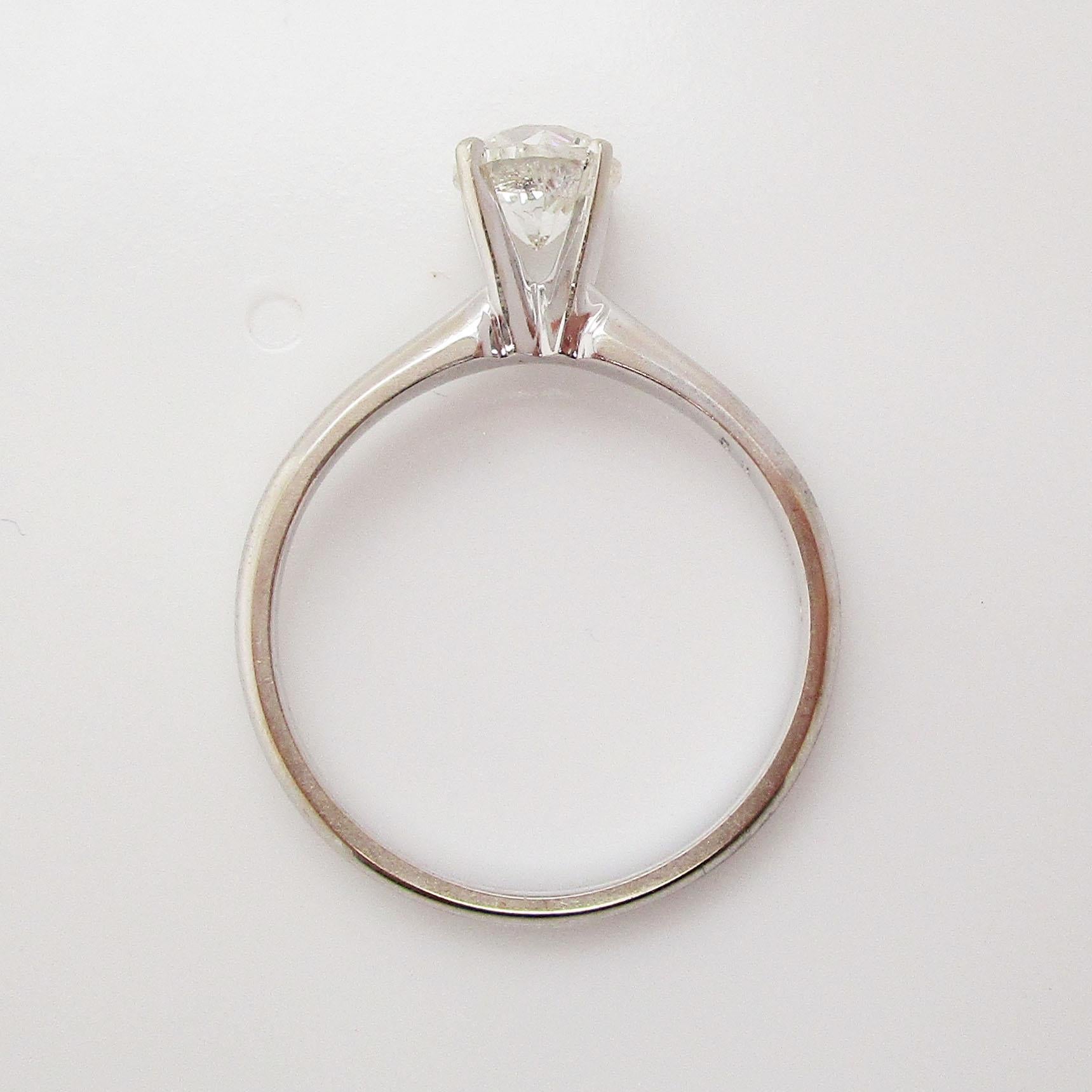 14 Karat White Gold Round Diamond Solitaire Engagement Ring 2