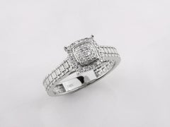 14K White Gold Round Diamond Square Halo Engagement Ring