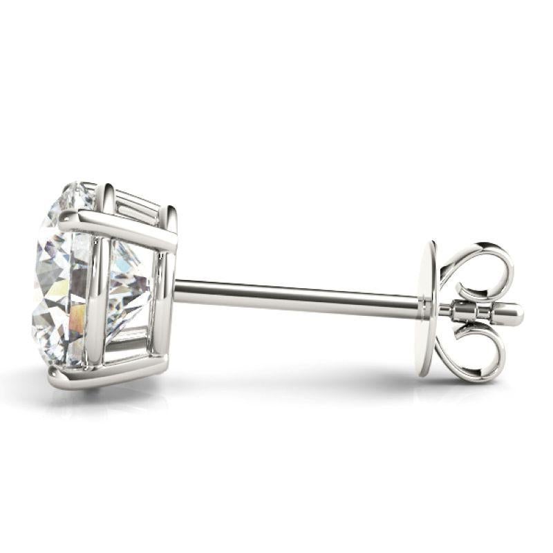 14K Weißgold Runde Diamant-Ohrstecker, 0,24 Karat SI2 H-I (Zeitgenössisch) im Angebot