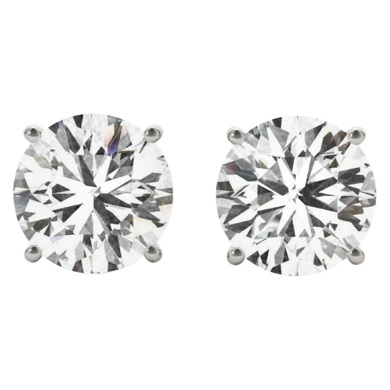 14K White Gold Round Diamond Stud Earrings, 0.24 Carats SI2 H-I
