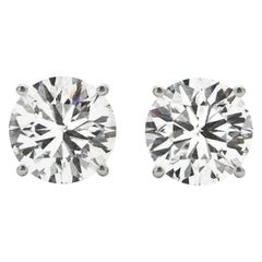 14K White Gold Round Diamond Stud Earrings, 0.24 Carats SI2 H-I