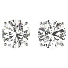 14K White Gold Round Diamond Stud Earrings, 0.24 Carats SI2 H-I
