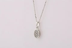 14K White Gold Round Diamond Teardrop Pendant Necklace