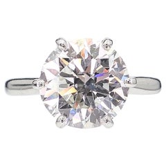 14k White Gold Round GIA Natural 3.97ct Diamond Solitaire Ring 4.7g i14972