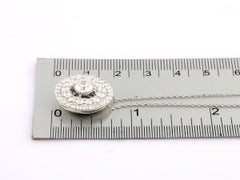14K White Gold Round Natural Diamond Double Halo Medallion Pendant Necklace