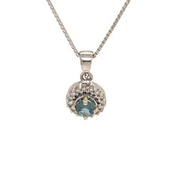 14K White Gold Round Shape 0.37ct Alexandrite Halo Pendant