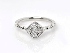 14K Weißgold Rund geformt Diamant Halo mit Perlen Ring