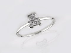 14K White Gold Round Shaped Diamond Halo with Beaded Ring