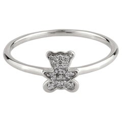 14K White Gold Round Shaped Diamond Halo with Beaded Ring