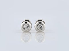14KT White Gold Round Solitaire Diamond Bezel Stud Earrings