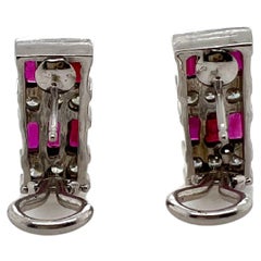 14k White Gold Ruby and Diamond French Clip Earrings