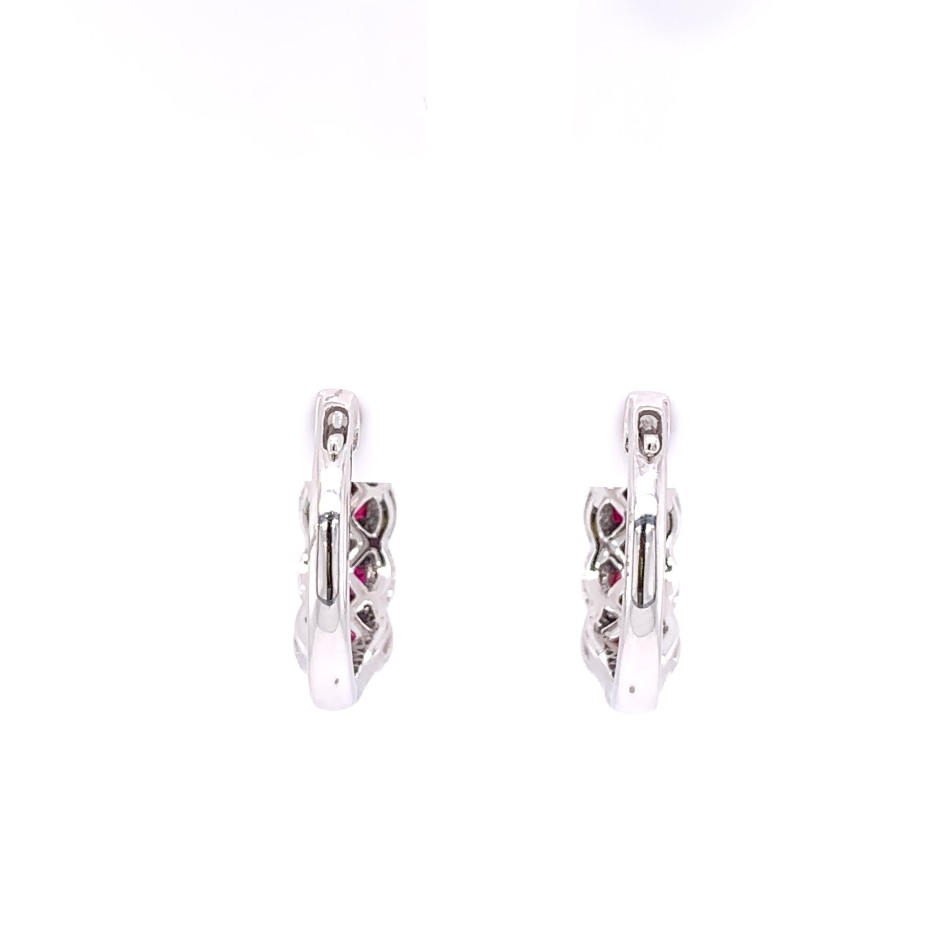 ruby diamond hoop earrings