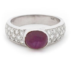 14K White Gold Ruby and Diamond Ring
