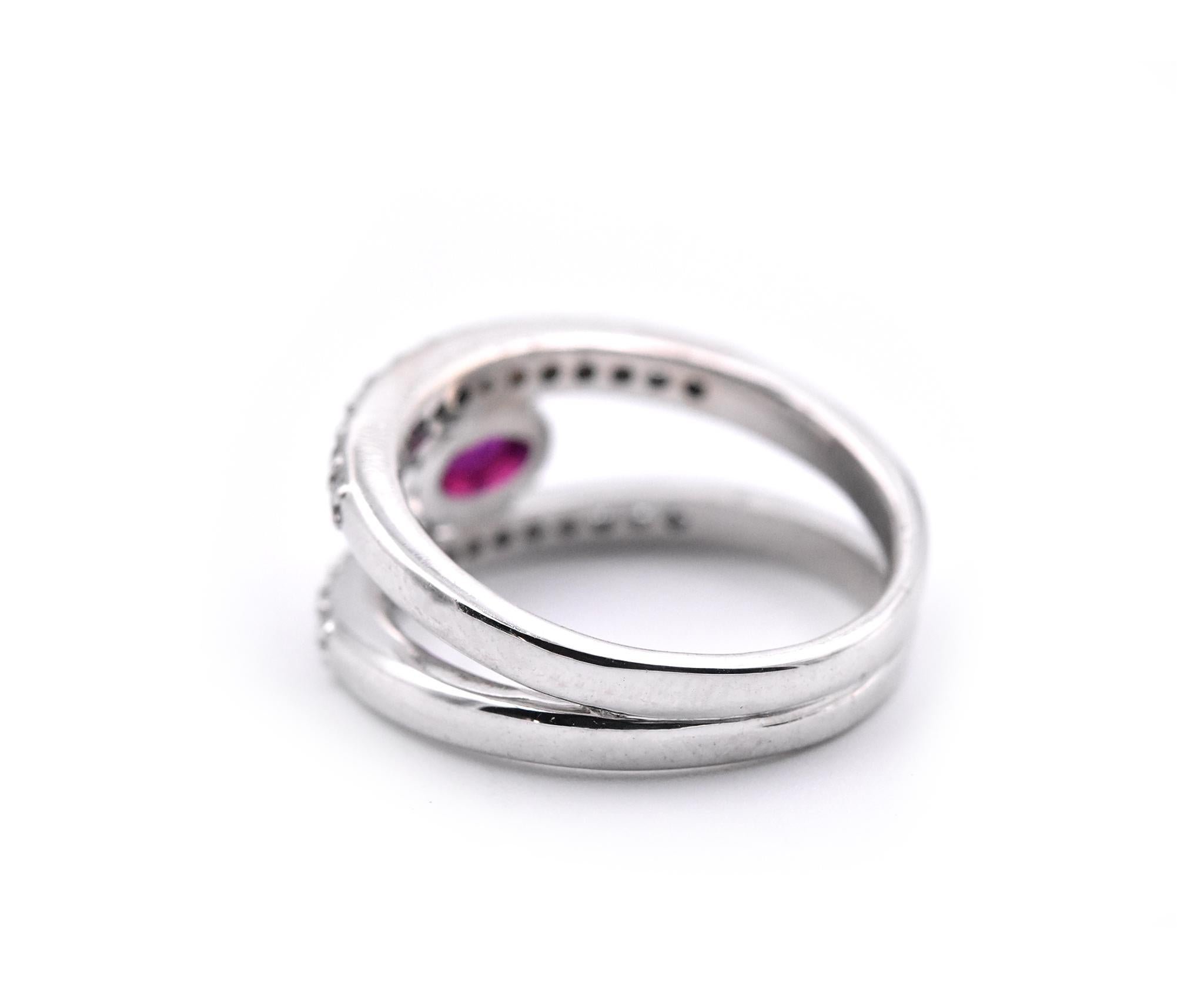 14 Karat White Gold Ruby and Diamond Ring In Excellent Condition In Scottsdale, AZ