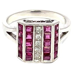 14K White Gold Ruby And Diamond Ring