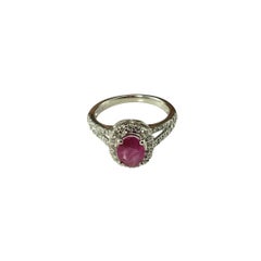 14K White Gold Ruby and Diamond Ring Size 7 #23314