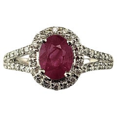 14K White Gold Ruby and Diamond Ring Size 7 #23314