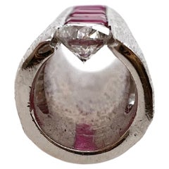 14k White Gold Ruby and Diamond Tube Pendant