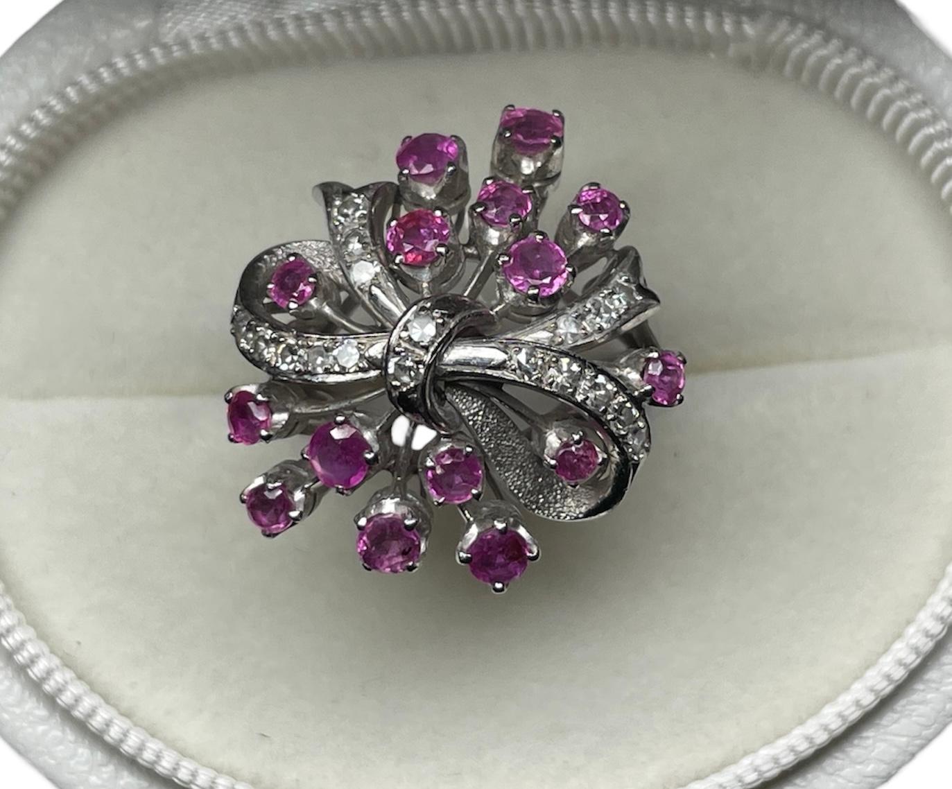14k White Gold Ruby Cocktail Ring For Sale 3