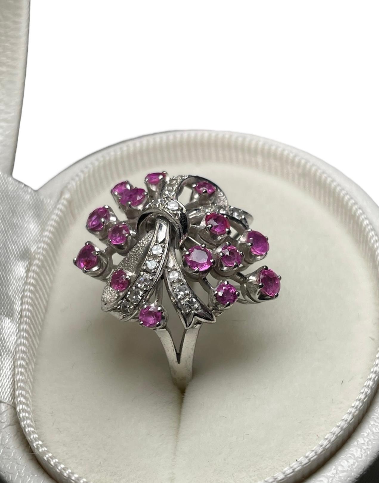 14k White Gold Ruby Cocktail Ring For Sale 4