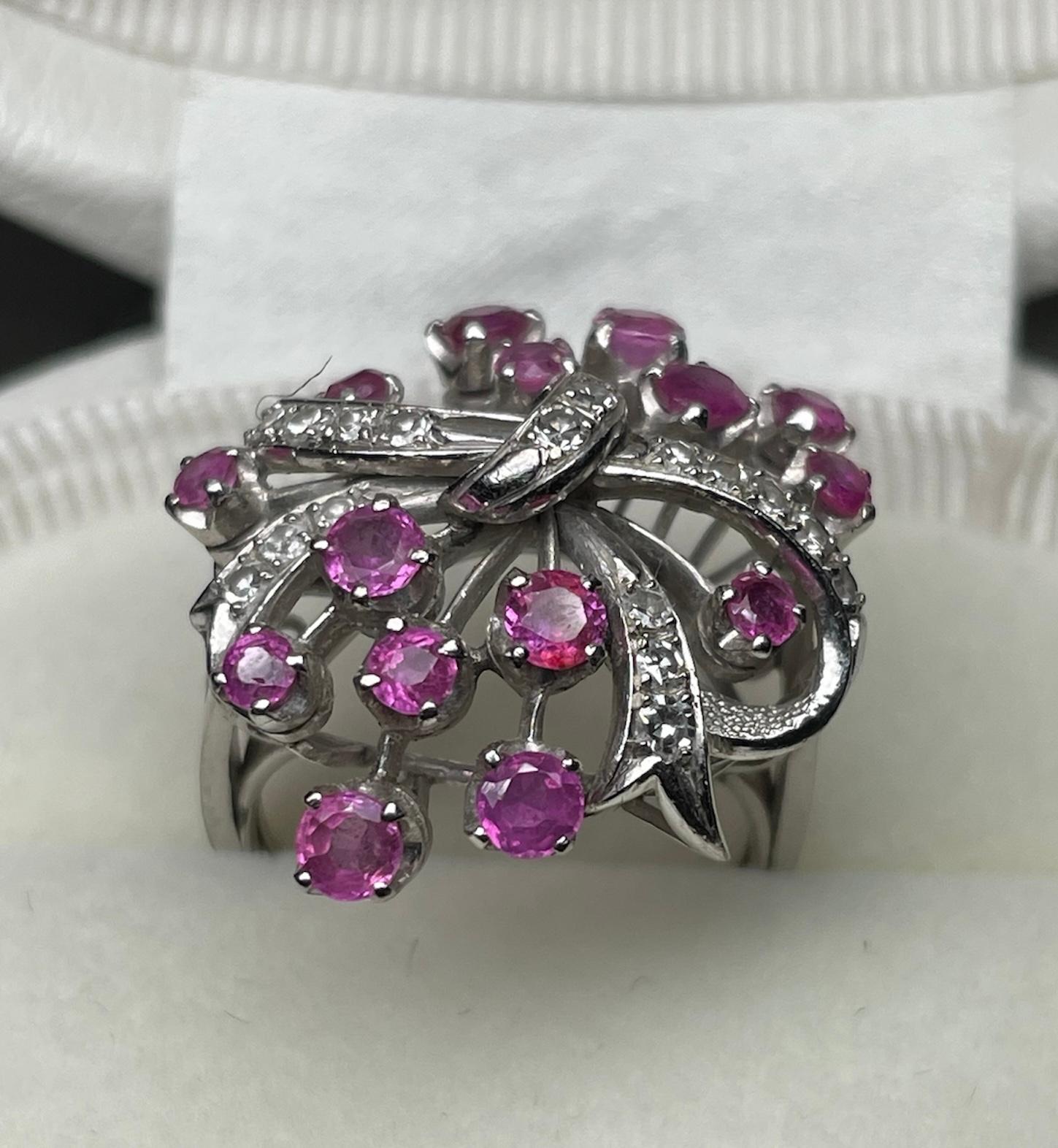 14k White Gold Ruby Cocktail Ring For Sale 5