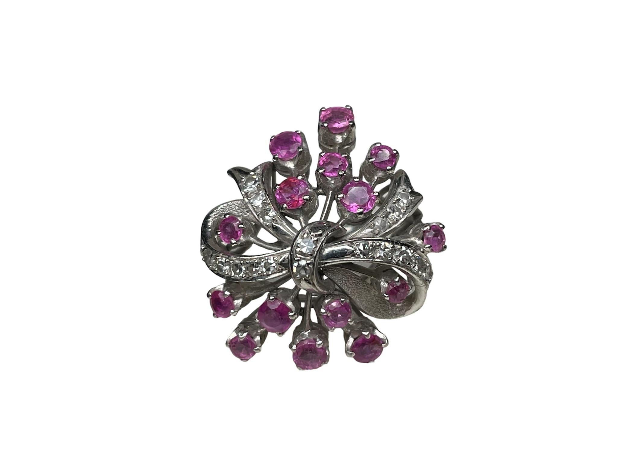 14k White Gold Ruby Cocktail Ring For Sale 6