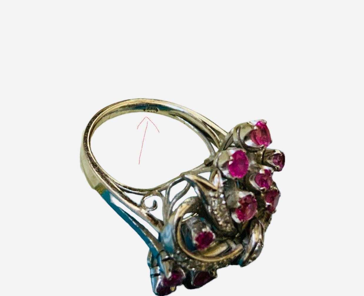 14k White Gold Ruby Cocktail Ring For Sale 2