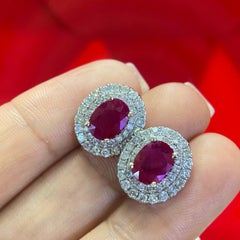 14K Weißgold Rubin & Diamant Ohrringe 2.90CT Rubine & 1.25CT Diamanten ISTJ