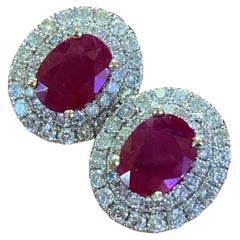 14K Weißgold Rubin & Diamant Ohrringe 2.90CT Rubine & 1.25CT Diamanten ISTJ