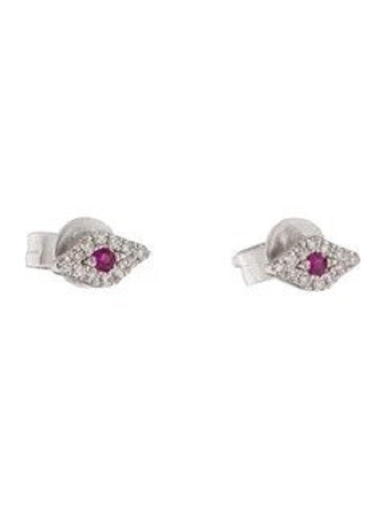  Evil Eye Design Earrings: Made from real 14k gold and round diamonds approximately 0.06 ct. 24 Certified diamonds and 2 Ruby 0.04 ct. available in white, rose and yellow gold with a color and clarity of GH-SI. 
 Surprise Your Loved Ones with Our