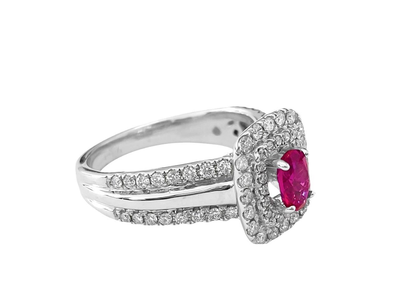 14k Weißgold. Rubin & Diamant Ring für Sie im Zustand „Hervorragend“ im Angebot in Miami, FL