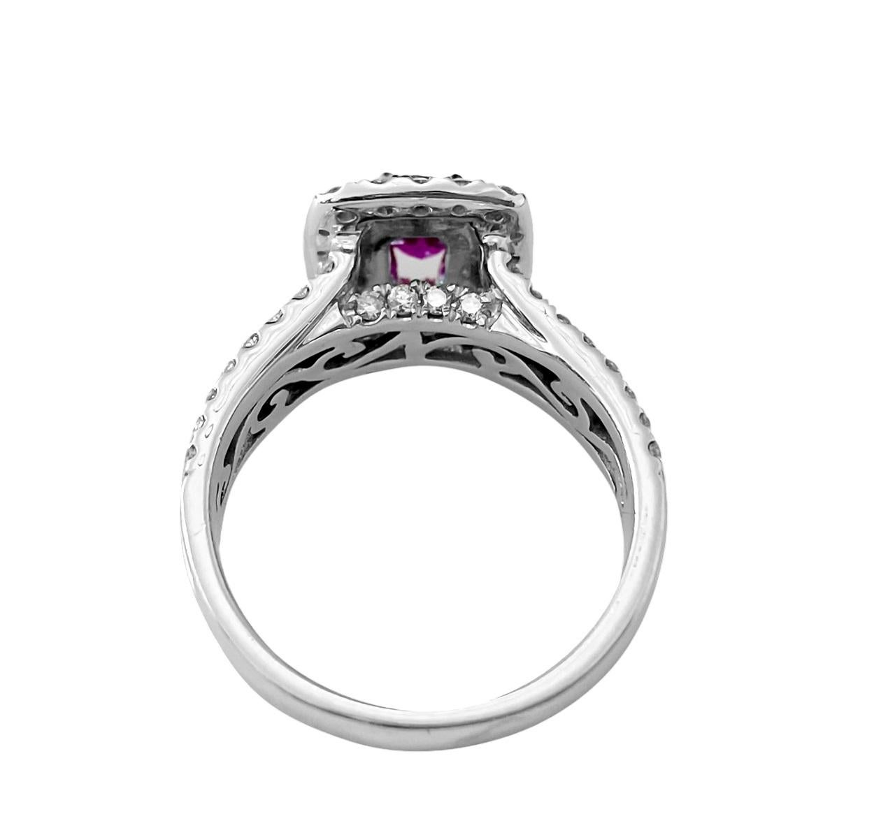 14k Weißgold. Rubin & Diamant Ring für Sie Damen im Angebot