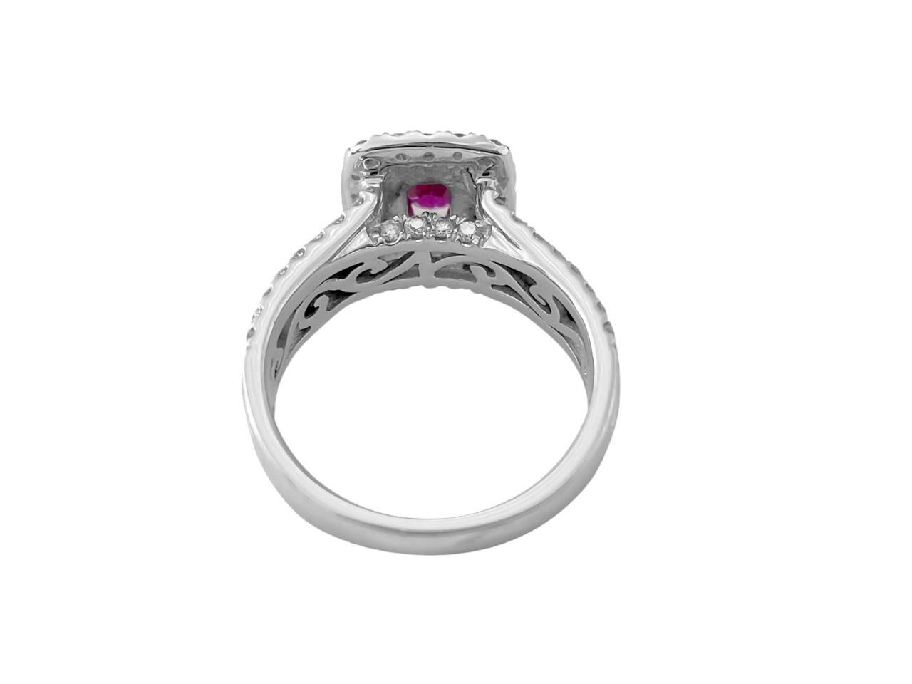 14k Weißgold. Rubin & Diamant Ring für Sie im Angebot 1