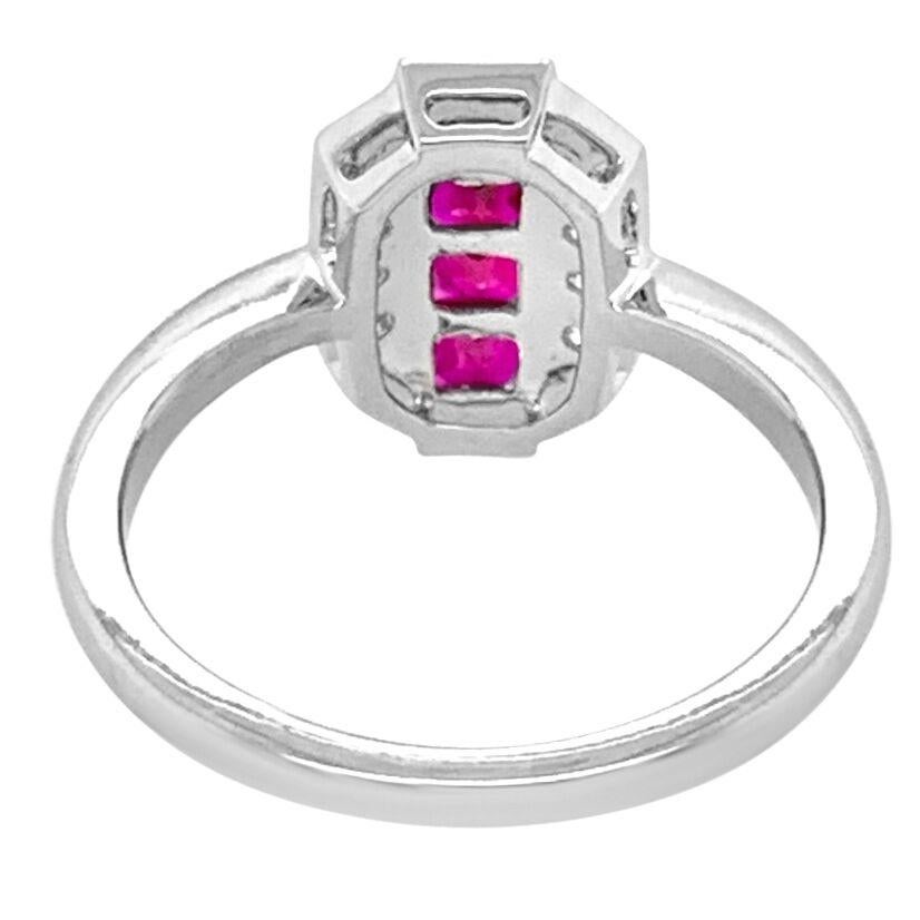 Modern 14K White Gold 0.60ct Ruby and Diamond Ring For Sale