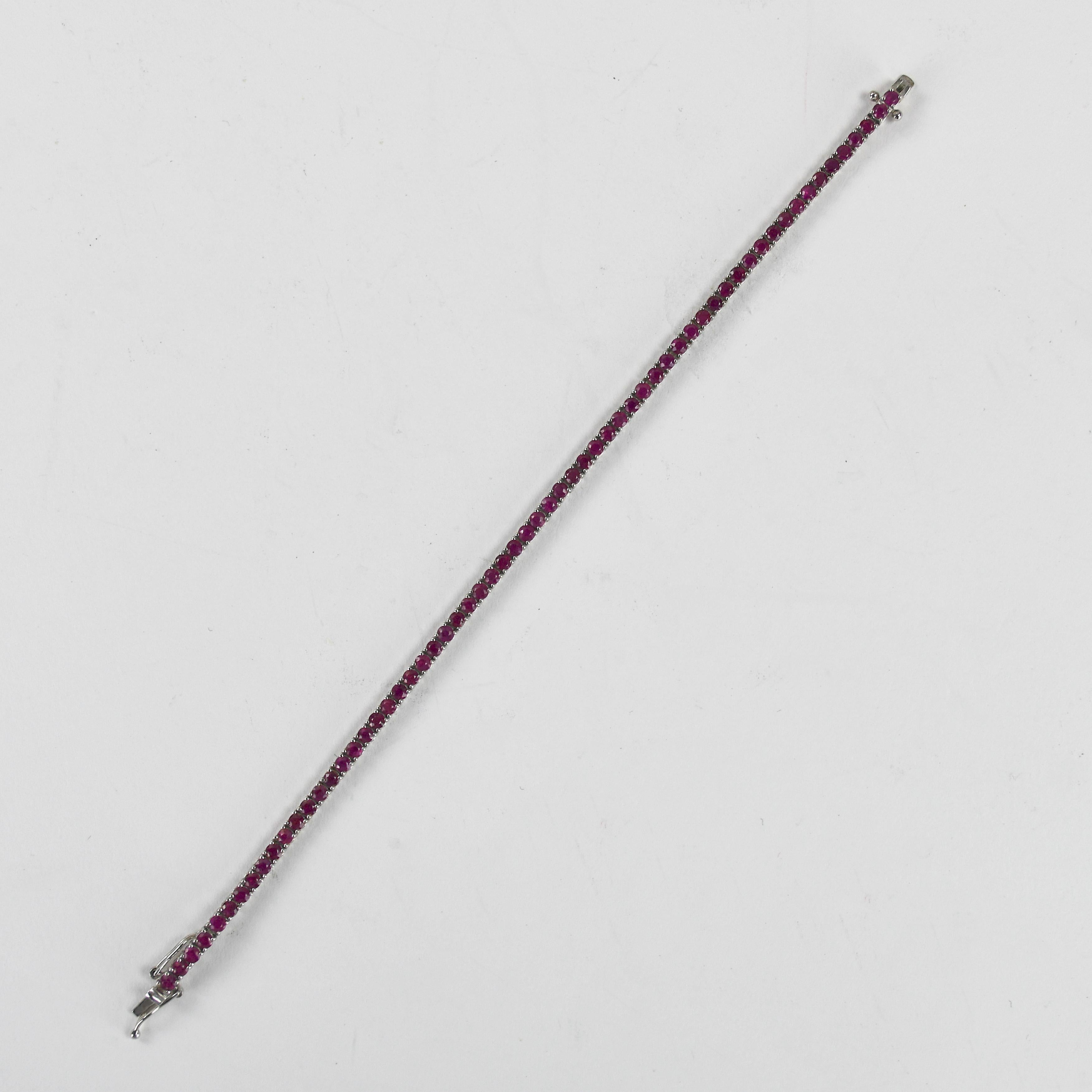 da uomo o donna Bracciale Tennis in oro bianco 14K con rubino 4,00ct in vendita