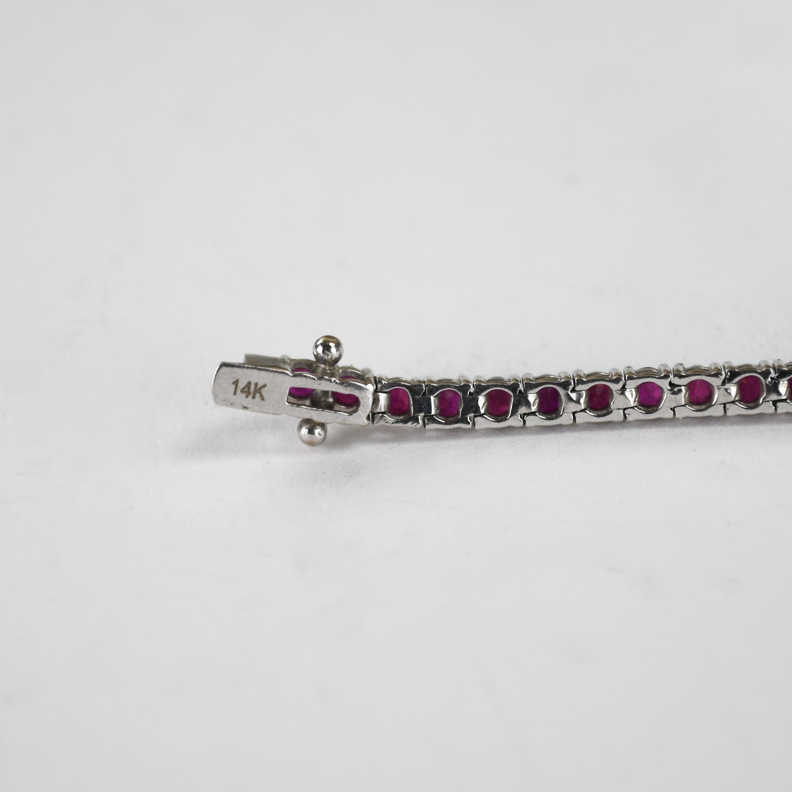 Bracciale Tennis in oro bianco 14K con rubino 4,00ct in vendita 2
