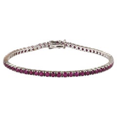 Pulsera de tenis de oro blanco de 14 quilates con rubí 4,00 ct
