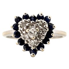 14K White Gold Saphire 
Diamond Heart Ring
