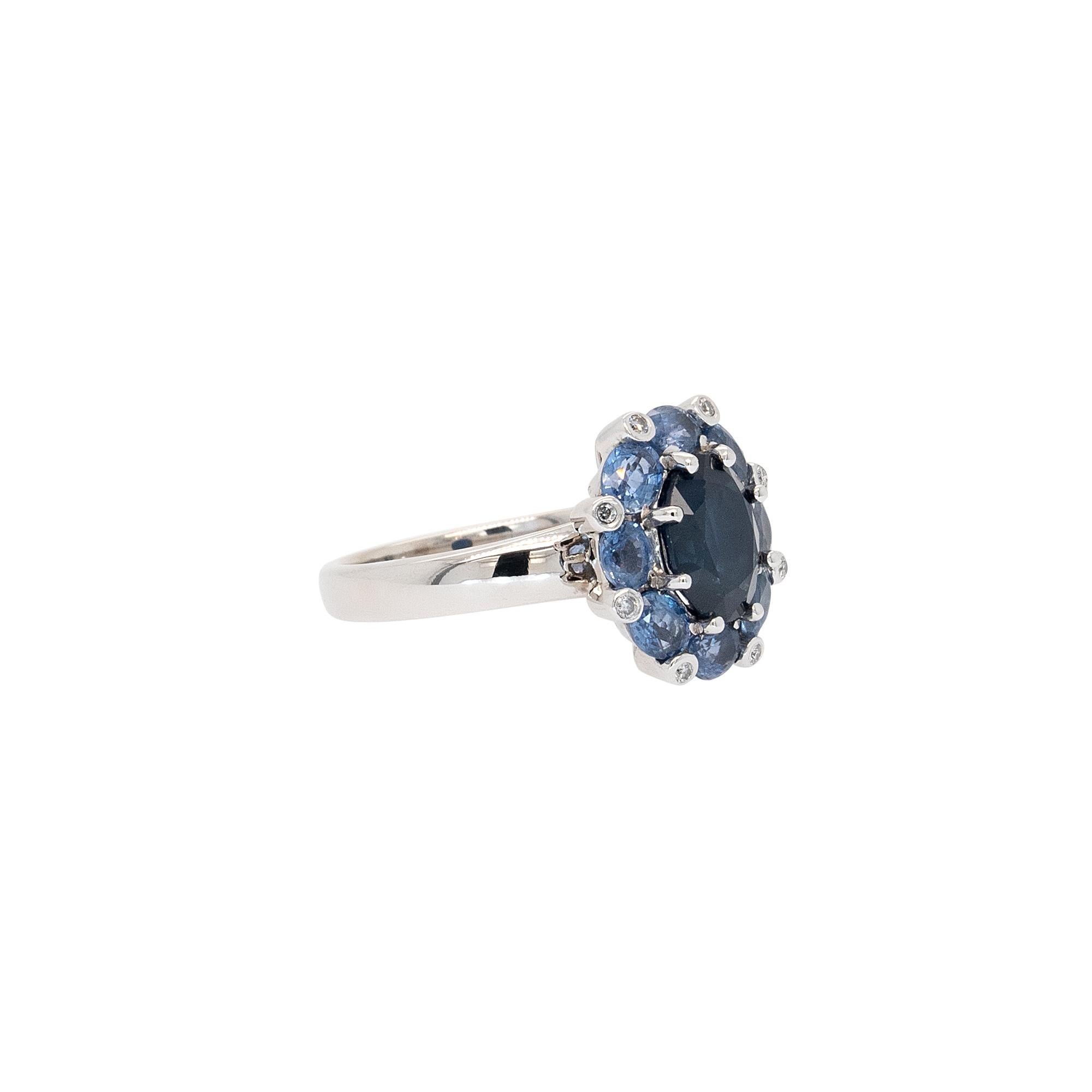 Oval Cut 14k White Gold Sapphire 4.8ctw Ring For Sale