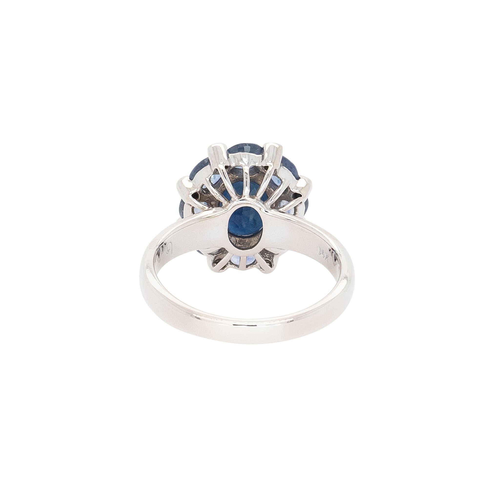 Women's 14k White Gold Sapphire 4.8ctw Ring For Sale