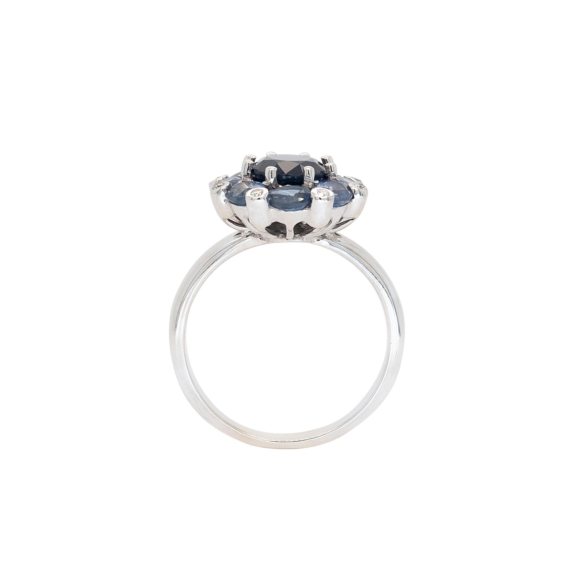 14k White Gold Sapphire 4.8ctw Ring For Sale 1