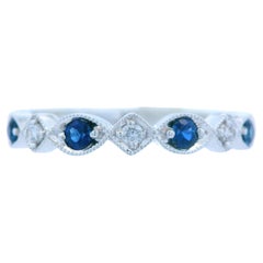 14k White Gold Sapphire and Diamond Band by Allison Kaufman