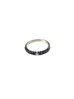 Anello con zaffiro e diamante in oro bianco 14K misura 7,75 #24333