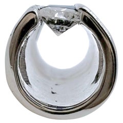 14k White Gold Sapphire and Diamond Barrel Pendant