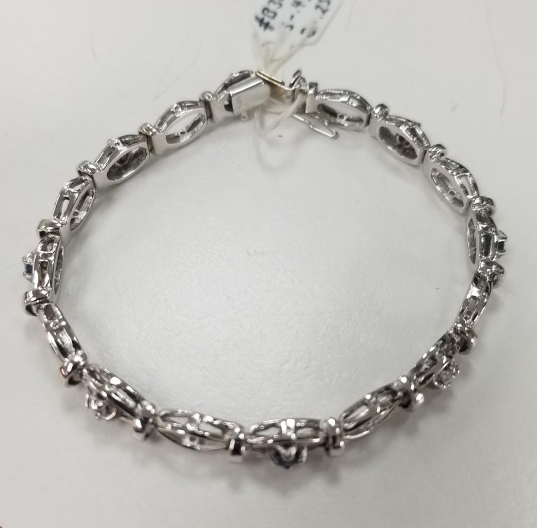 14 Karat White Gold Sapphire and Diamond Bracelet For Sale (Free ...