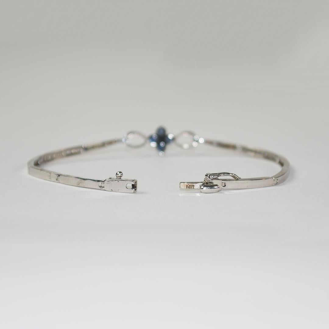 Bracelet en or blanc 14 carats avec saphirs et diamants Unisexe en vente